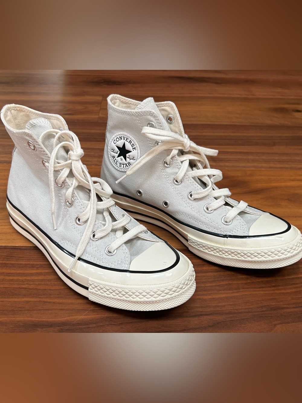 New! Converse High Top Sneakers - Cream/Light Gray
